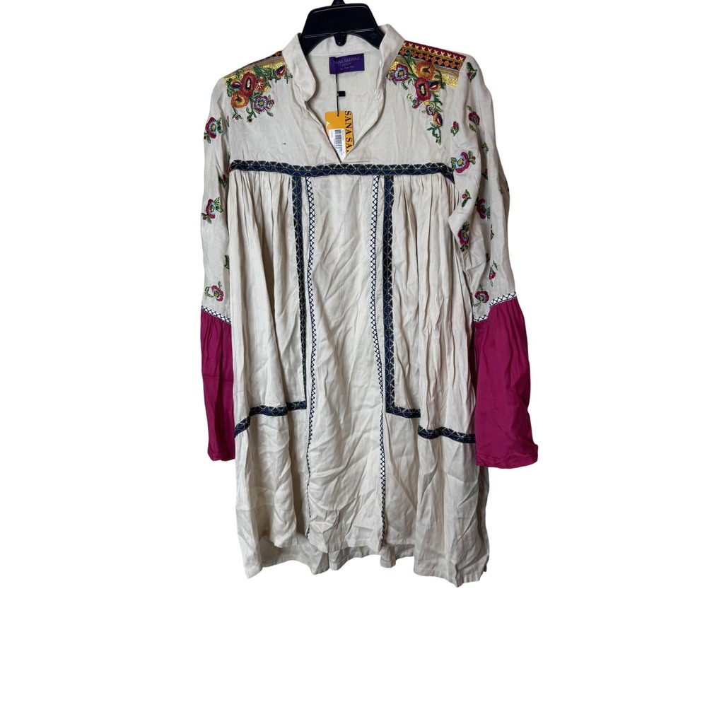 Sana Safinaz Dress Womens Medium Multicolor‎ Embroidered Boho Swing Festival